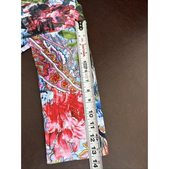 Time And Tru Womens L Bright Floral & Paisley 3/4 Sleeve Top - Picture 8 of 8